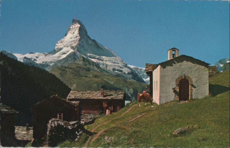 Ansichtskarte Zermatt - Schweiz - Findelen mit Matterhorn aus der Kategorie Zermatt