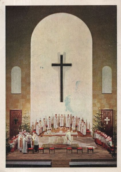 Ansichtskarte Salzburg - Österreich - Pax Christi Kirche - Weihnachtsgottesidenst aus der Kategorie Salzburg