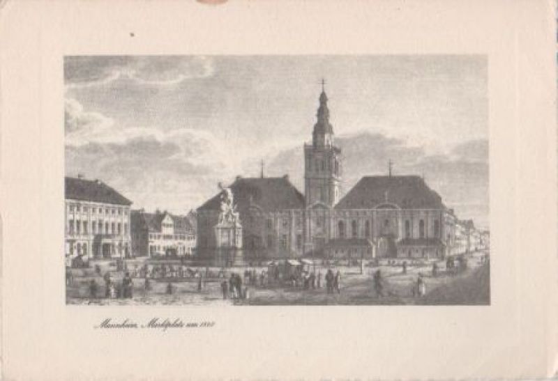 Ansichtskarte Mannheim - Marktplatz um 1840 - ca. 1950 aus der Kategorie Mannheim