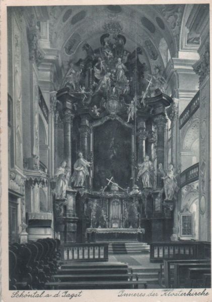 Ansichtskarte Schöntal - Inneres der Klosterkirche - ca. 1950 aus der Kategorie Schöntal