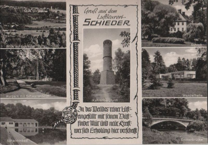 Ansichtskarte Schieder-Schwalenberg - u.a. Kurpark Schieder - 1970 aus der Kategorie Schieder-Schwalenberg