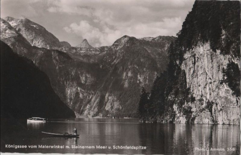 Ansichtskarte Königssee - vom Malerwinkel mit Steinernem Meer - 1955 aus der Kategorie Königssee