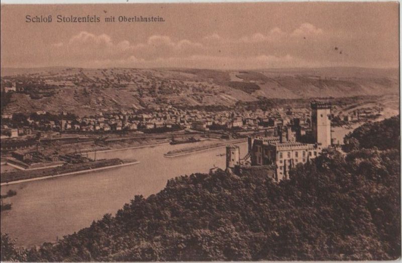 Ansichtskarte Lahnstein-Oberlahnstein - mit Schloß Stolzenfels - ca. 1935 aus der Kategorie Oberlahnstein