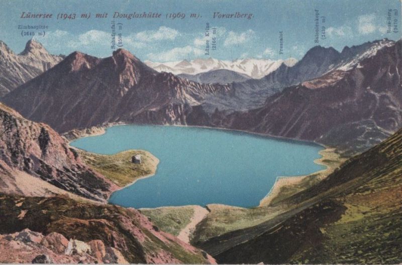 Ansichtskarte Österreich - Lünersee - mit Douglashütte - ca. 1920 aus der Kategorie Lünersee