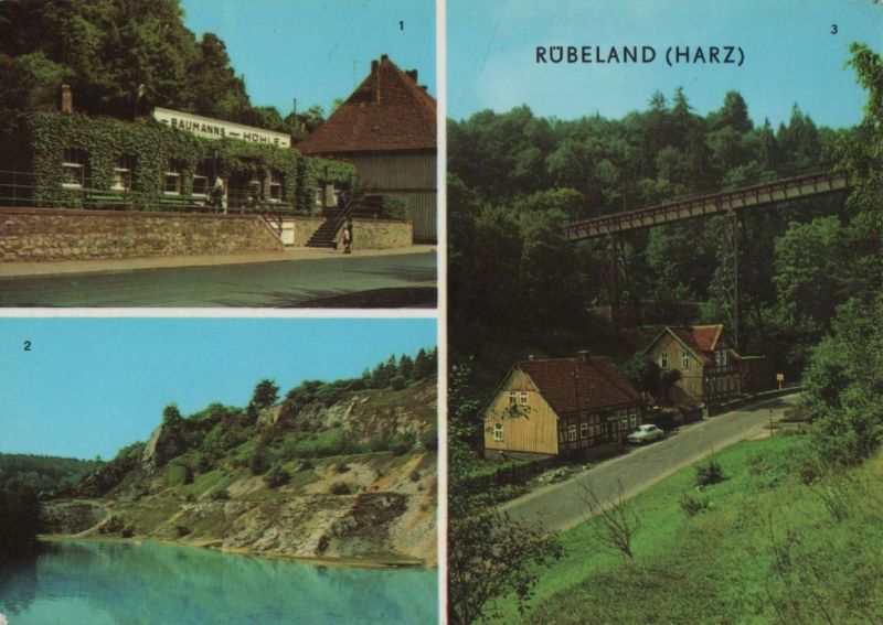 Ansichtskarte Oberharz-Rübeland - u.a. Eingang zur Baumannshöhle - 1976 aus der Kategorie Rübeland
