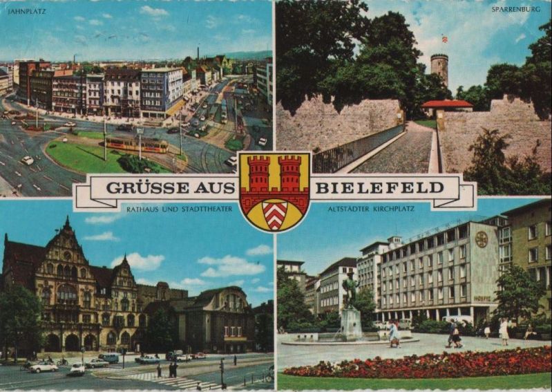 Ansichtskarte Bielefeld - u.a. Altstädter Kirchplatz - 1964 aus der Kategorie Bielefeld
