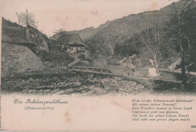 Ansichtskarte Schwarzwald - Niederwasserthal, Schwarzwaldhaus aus der Kategorie Schwarzwald