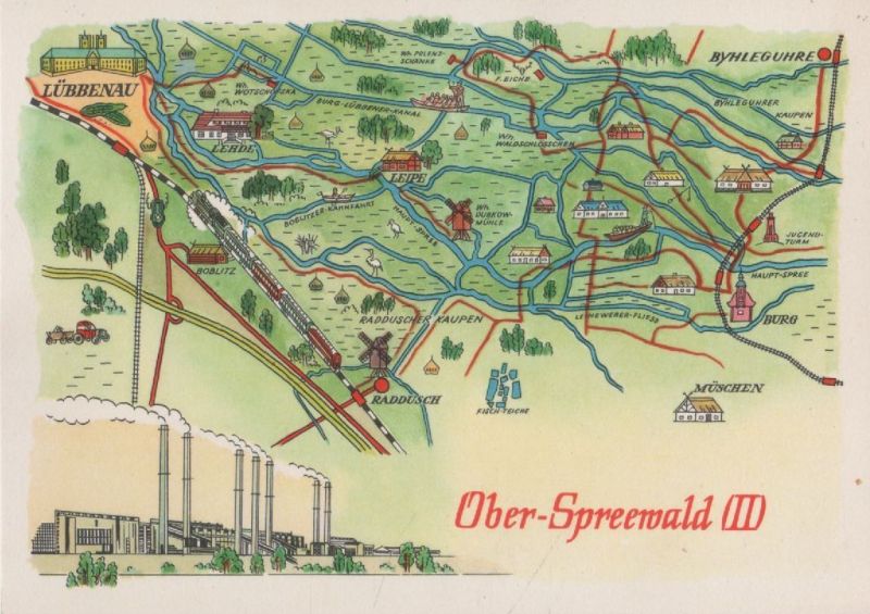 Ansichtskarte Spreewald - Übersicht Ober-Spreewald aus der Kategorie Spreewald