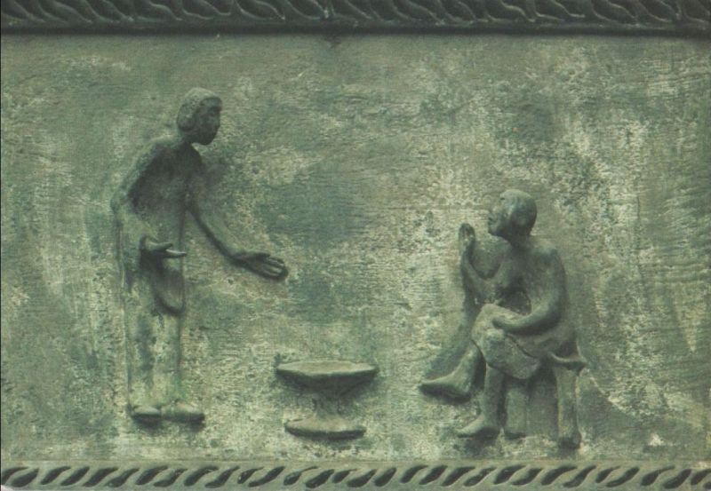 Ansichtskarte Hilden - Reformationskirche, Bronzerelief aus der Kategorie Hilden