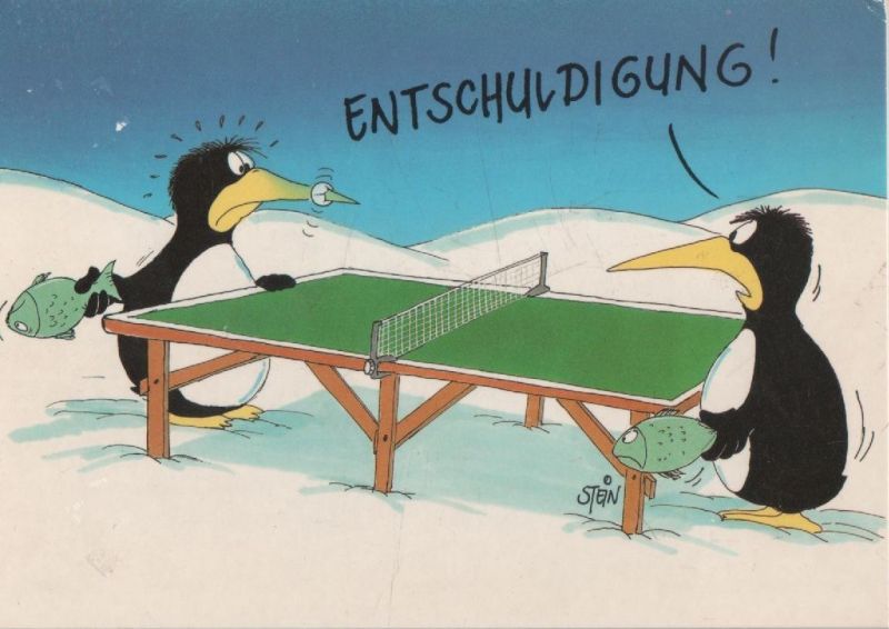 Ansichtskarte Entschuldigung Pinguine aus der Kategorie Humor
