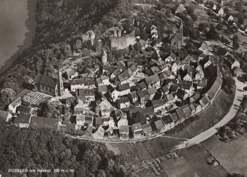 Ansichtskarte Dilsberg (OT von Neckargemünd) - aus der Luft aus der Kategorie Dilsberg