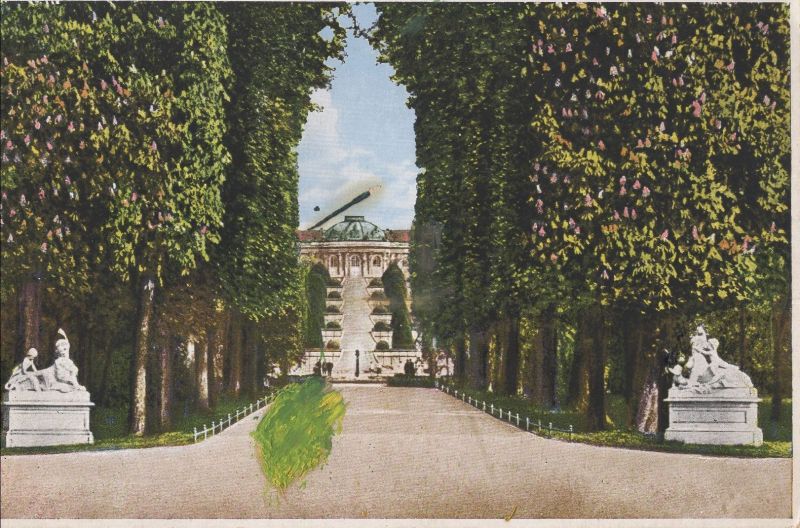 Ansichtskarte Potsdam - Durchblick auf Schloss Sanssouci aus der Kategorie Potsdam