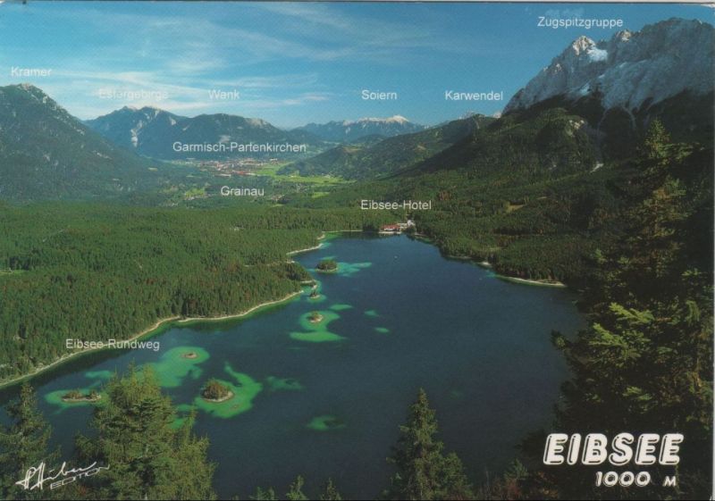 Ansichtskarte Eibsee (See) - von oben aus der Kategorie Eibsee